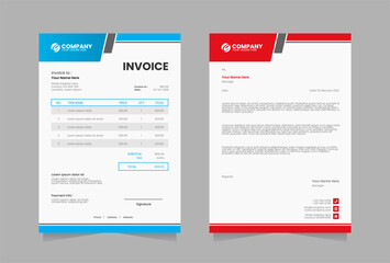 Obraz premium Letterhead and invoice vector template