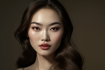 Young Asian female with a confident gaze and radiant smile (Ai generated)