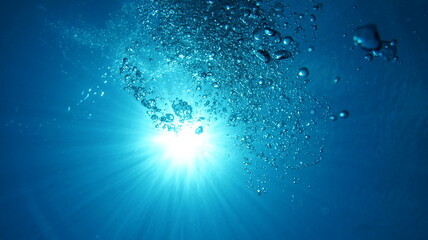 Look up at the water surface in the sea