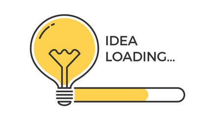 Idea loading concept with lightbulb line icon, vector eps10 illustration