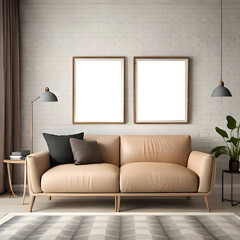 Fototapeta premium modern living room with mockup frame