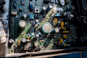 Old switch panel of a very old manual telephone