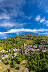 Fototapeta na wymiar UNESCO village of Conques-en-Rouergue in Aveyron department, France