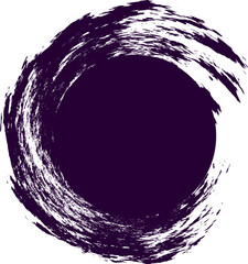 Grunge circle. Grunge label, tag. Round brush stroke. Ink paint, watercolor dirty texture. Handdrawn design elements. Vector illustration isolated on white background.