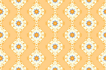 Beautiful ogee Damask Flowers ethnic pattern. Ornament floral. Design for carpet, fabric, clothing, wallpaper, home decor, accessories, ceramic, furniture, texture.