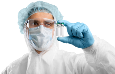 Doctor hand holds a Coronavirus vaccine jointly developed, immunization and treatment of Coronavirus