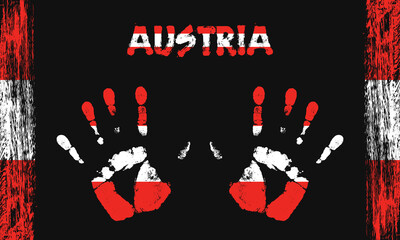 Vector flag of Austria with a palm