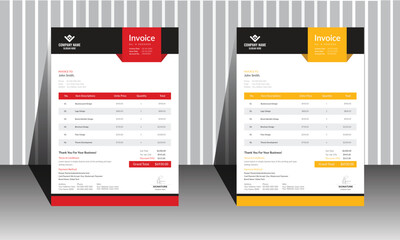 Simple Corporate Business Invoice design template vector illustration bill form price invoice. Creative invoice template vector. business stationery design payment agreement design template