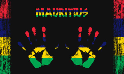 Vector flag of Mauritius Islands with a palm