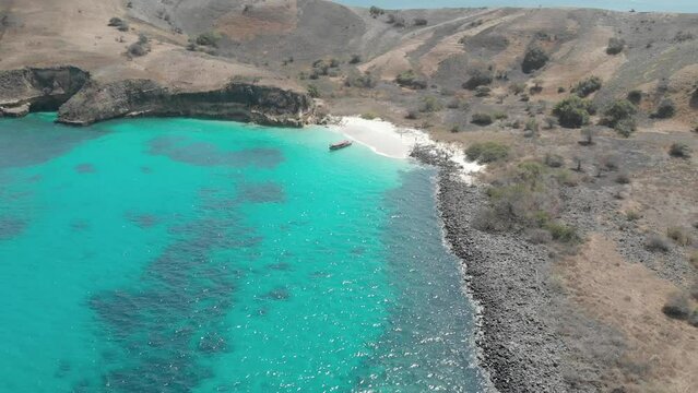 Beautiful drone view from tropical beach Tanjung Mariam Bima Indonesia