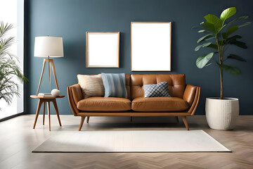modern living room with mockup frame