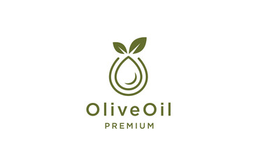 Olive oil line logo design template flat vector