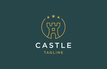 Castle line logo icon design template flat vector