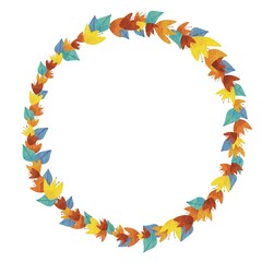 Abstract Autumn flower wreath watercolor illustration for decoration on nature and Autumn seasonal,