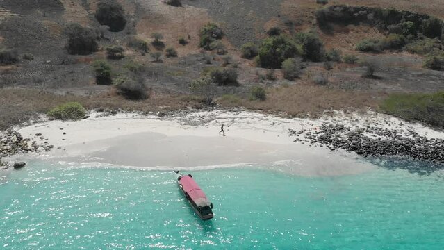 Beautiful drone view from tropical beach Tanjung Mariam Bima Indonesia