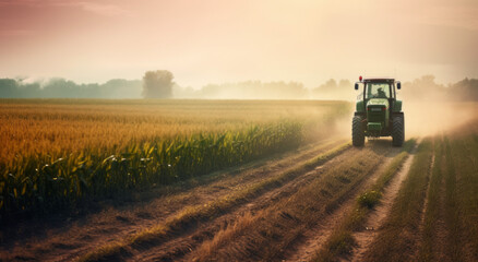 Fototapeta premium Tractor spraying pesticides 