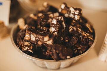 Chocolate pastries in a bowl.