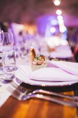 A beautiful table setting with a starter meal.