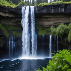 waterfall in the forest, created with generative ai.