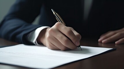 Man signing an official document. Generative AI