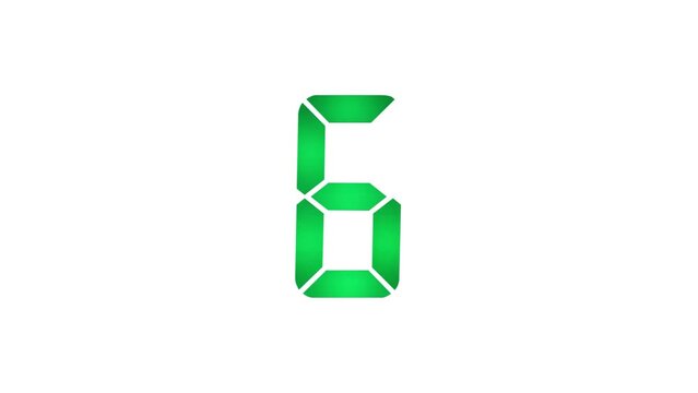 Countdown from 10 to 0 with green LED numbers on white, real time LED countdown