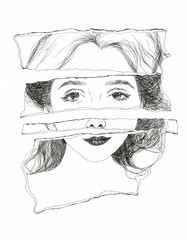 abstract woman face. graphic illustration