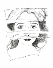 Fotobehang abstract woman face. graphic illustration © Anna Ismagilova
