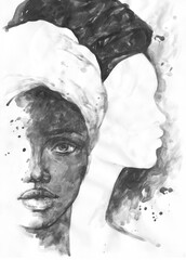 african american woman. illustration. watercolor painting - 590850969