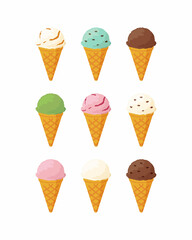 いろんな種類のカラフルなアイスクリーム