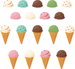 いろんな種類のカラフルなアイスクリーム