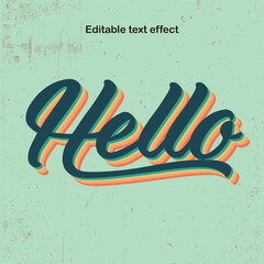 Hello Editable text effect template with abstract style use for business brand and company logo, vintage 60s, 70s, 80s