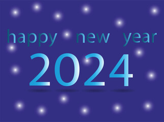 Happy New Year 2024. Original inscription Happy New Year on blue background. EPS10. Vector illustration