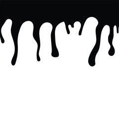 Black streaks on white. Drips of paint, ink, oil. Flat. Vector