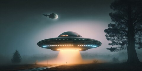 Naklejka na ściany i meble Credible Modern UFO Sightings Around the World: A Glimpse into the Unknown Phenomena of the Universe 