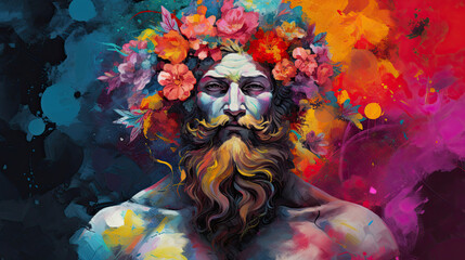 greek god dionysus bacchus floral spiritual being - by generative ai