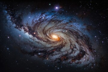 Obraz premium spiral galaxy with a stunning backdrop of stars. Generative AI