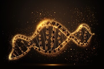 Gold dust DNA low poly wire frame