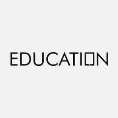 vector typography logo with educational text o replaced by a digital book with a modern, simple and futuristic theme