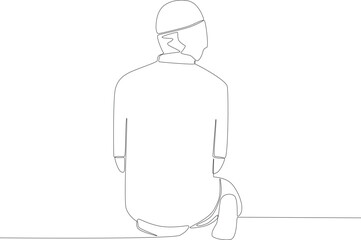 A man makes a greeting gesture to the right. Sholat one-line drawing