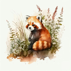 Red Pandas in Watercolor AI-generate High-Quality, Wall Art, and More - Instant Digital Download - Commercial Use Allowed，created using generated AI.