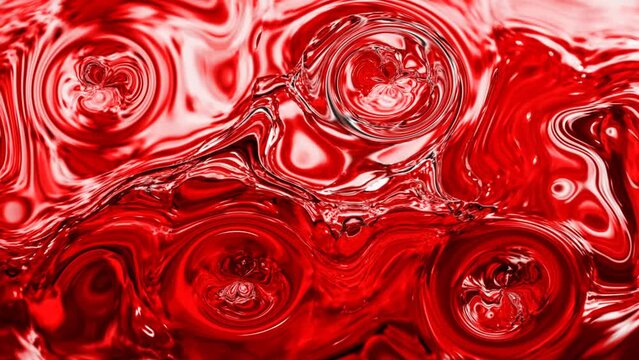 Abstract digital red color pattern twist wave glossy water texture liquid animation 