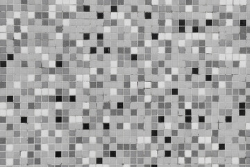 Mosaic grunge exterior wall with square tiles