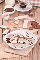 Neapolitan wafers filling with hazelnut-chocolate cream.