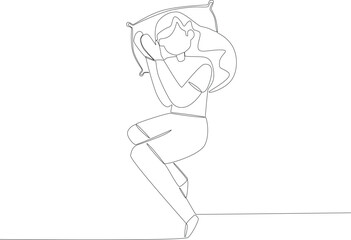 A sleeping woman curled up. Sleep one-line drawing