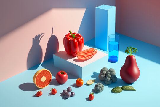 Dieta mediterranea, verduras frescas y naturales, comida organica y natural, creado con IA generativa