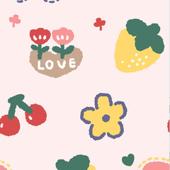 Watercolor, various strawberry animals, beautiful