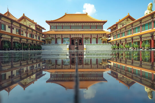 Bangkok,Thailand-February 14,2023 ;Beautiful Wat Fo Guang Shan in Thailand. 