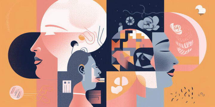Salud mental, sociedad deprimida, creado con IA generativa