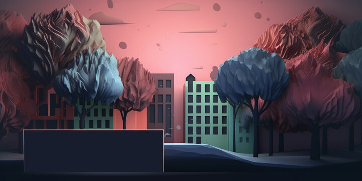Edificios en papercraft, creado con IA generativa