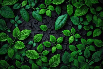 close up of lush green leaves. Generative AI